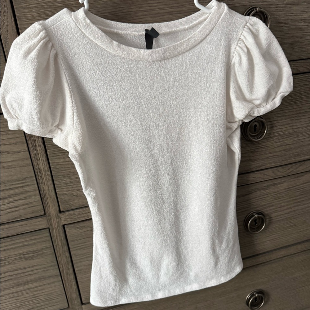 Alya White Puff Sleeve Short Sleeve Top